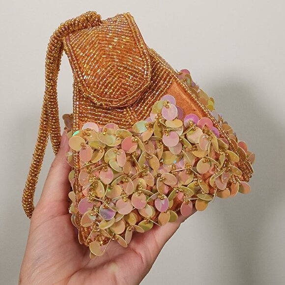 Vintage Handbags - Vintage Cadari Beaded Sequin Clutch Evening bag